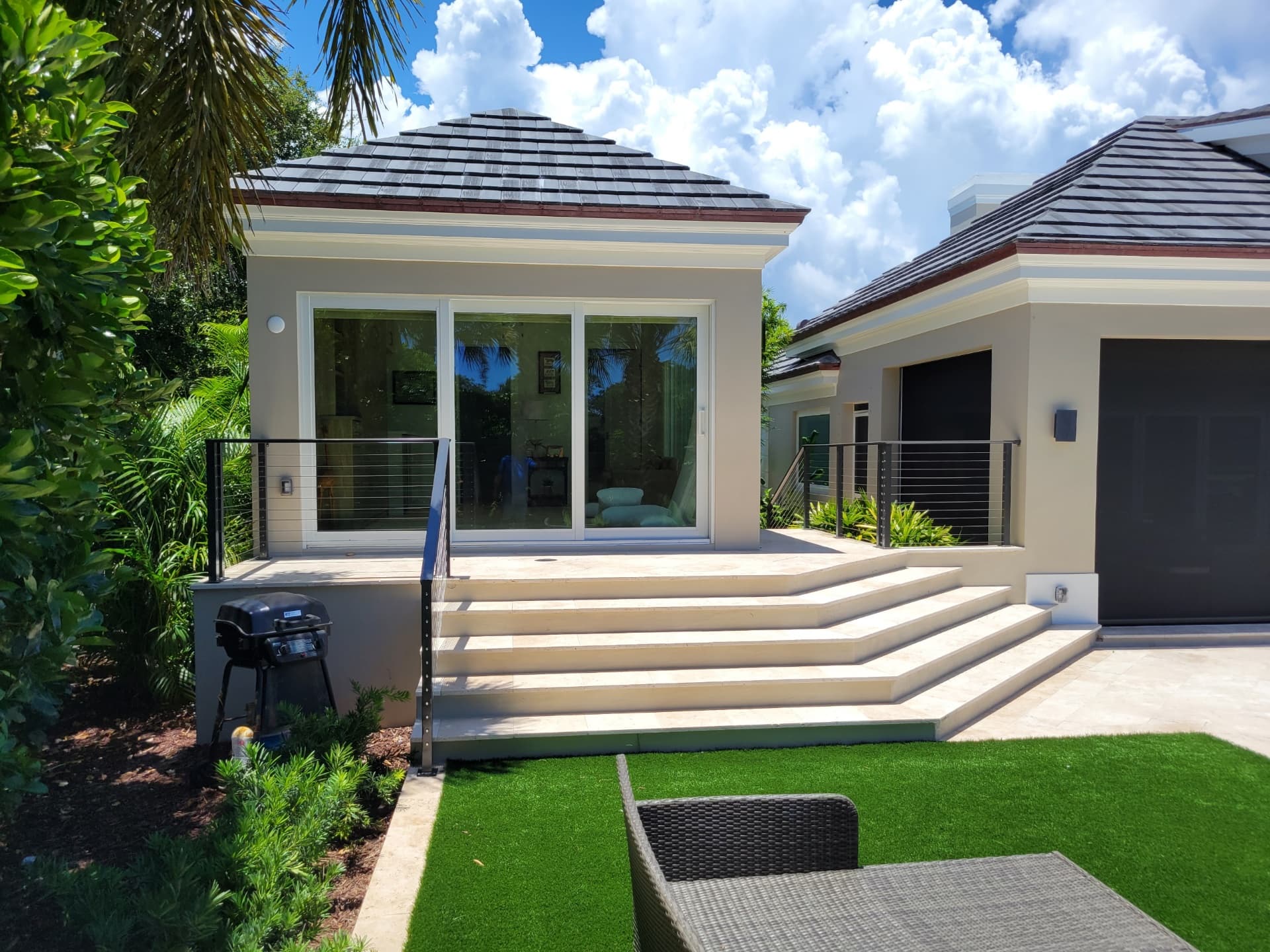 Custom patio with elegant steps