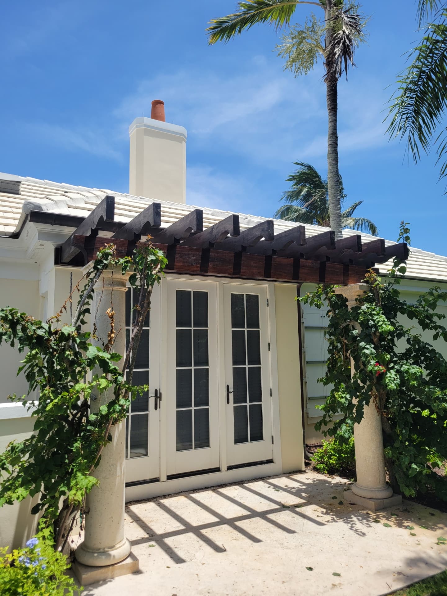 Beautiful pergola with French doors
