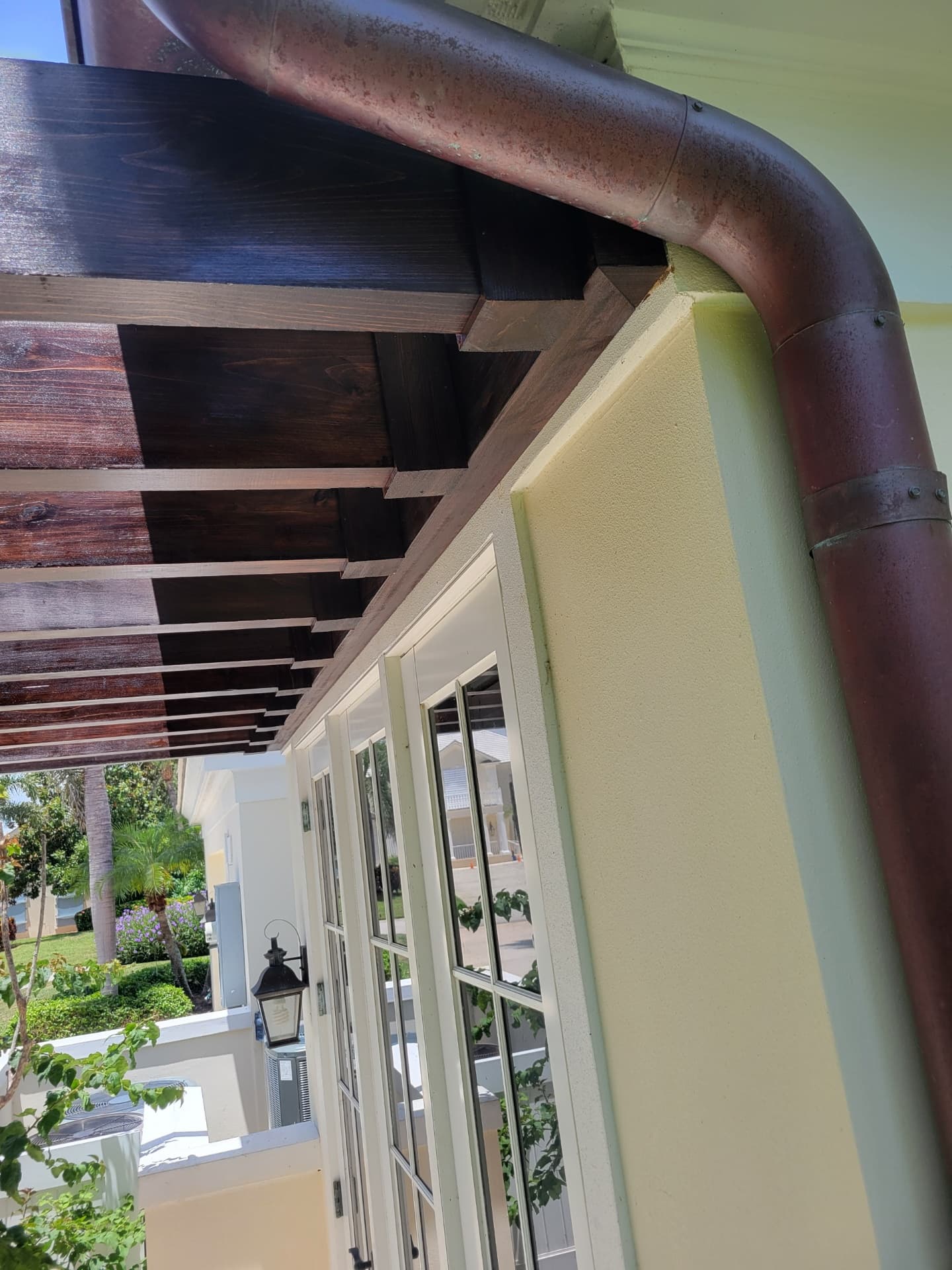 Pergola with custom wood beams
