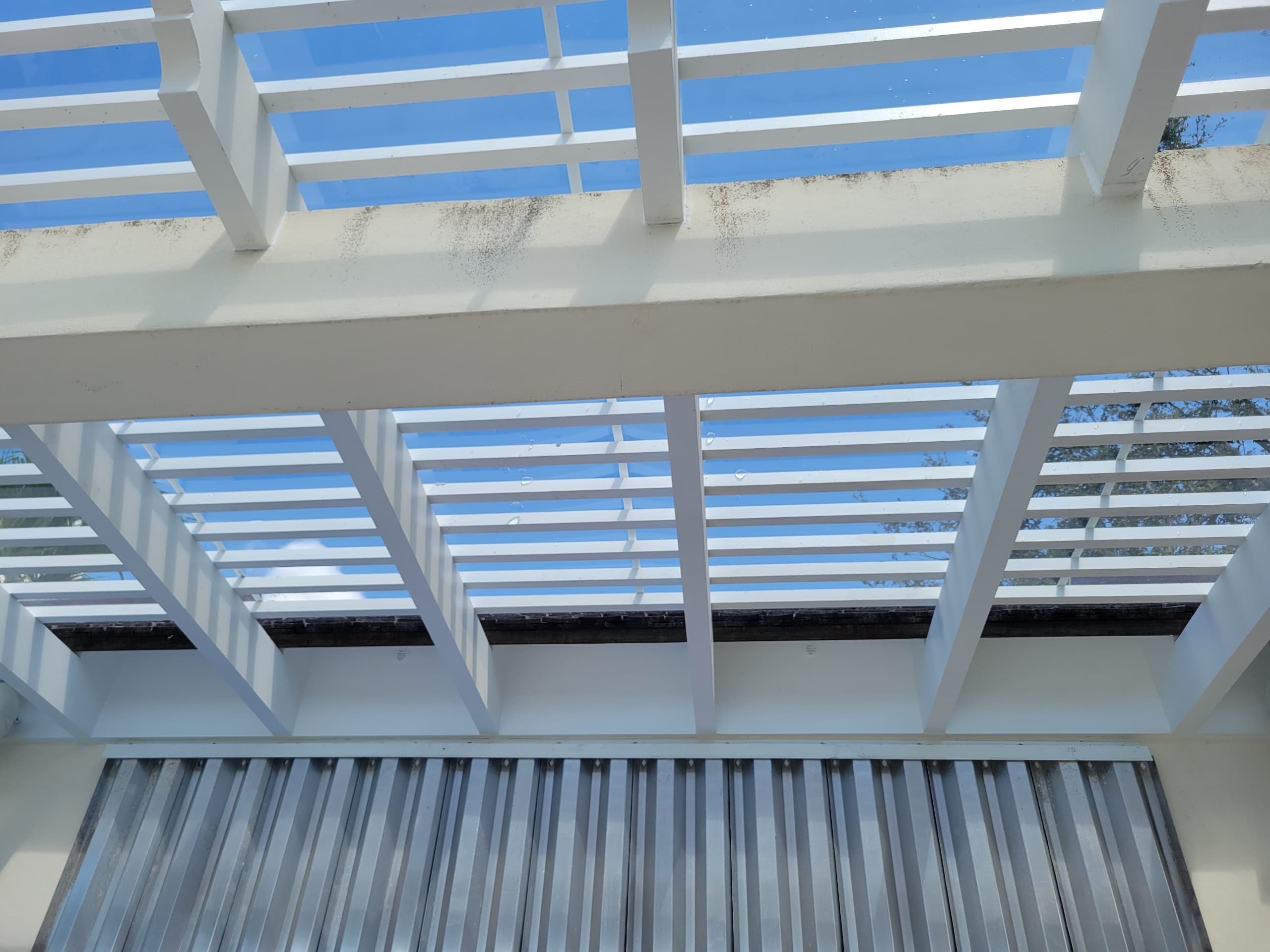 White pergola detail work